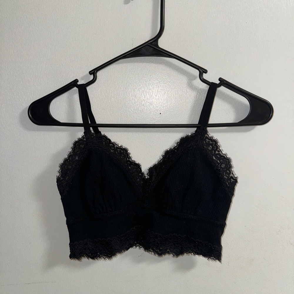 Aerie Black Lace Trim Bralette